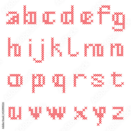 Cross Stitch Alphabet, Lower Case Letters