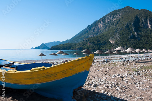 Fishing boat at  Cirali beach, Turkish Riviera photo