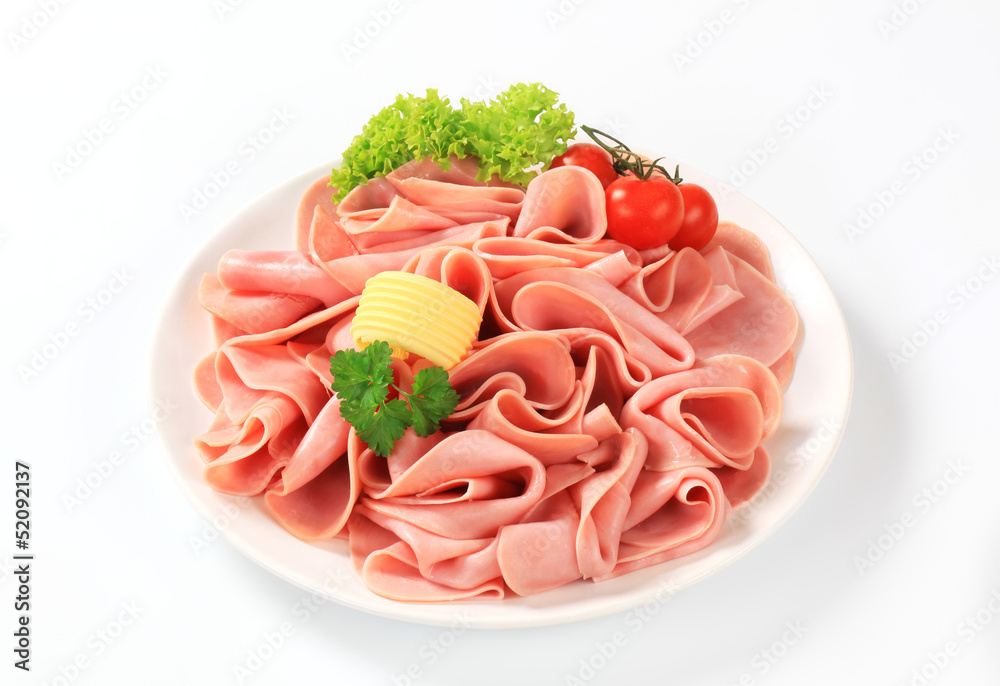 Thinly sliced ham