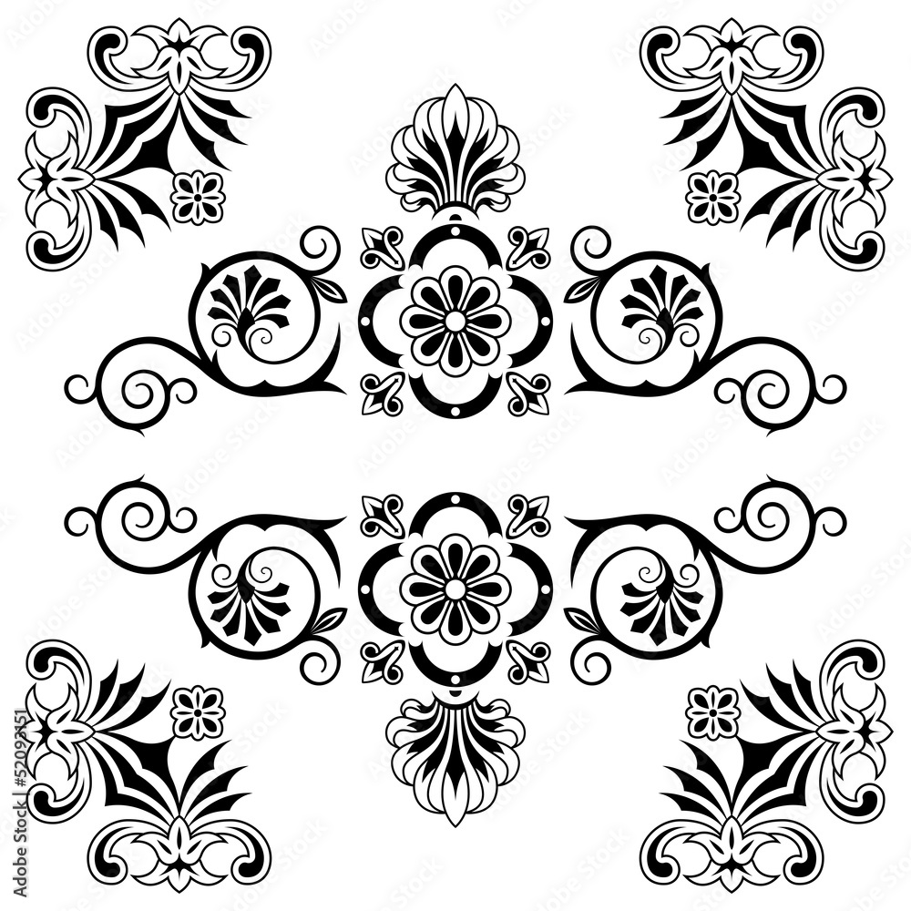 Ornament floral design elements with swirls Ornament floral design elements with swirls