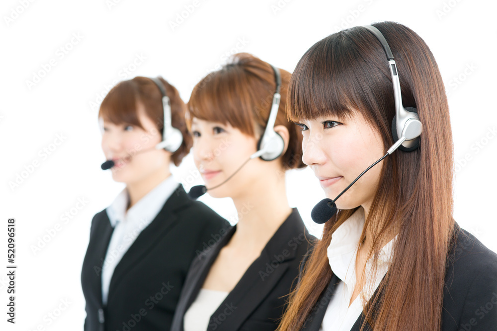 Beautiful asian business operator isolated on white background Beautiful asian business operator isolated on white background