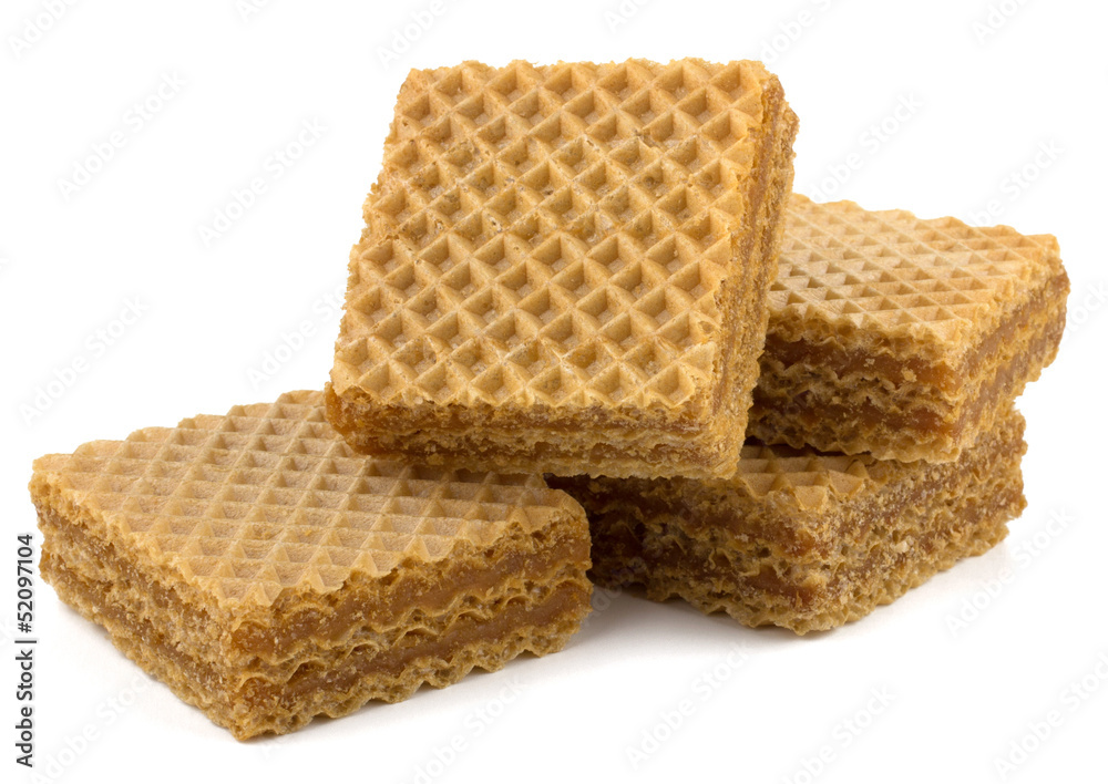 Wafers or honeycomb waffles isolated on white background Wafers or honeycomb waffles isolated on white background