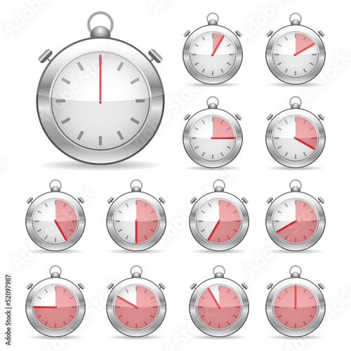 Set of silver vector timers
