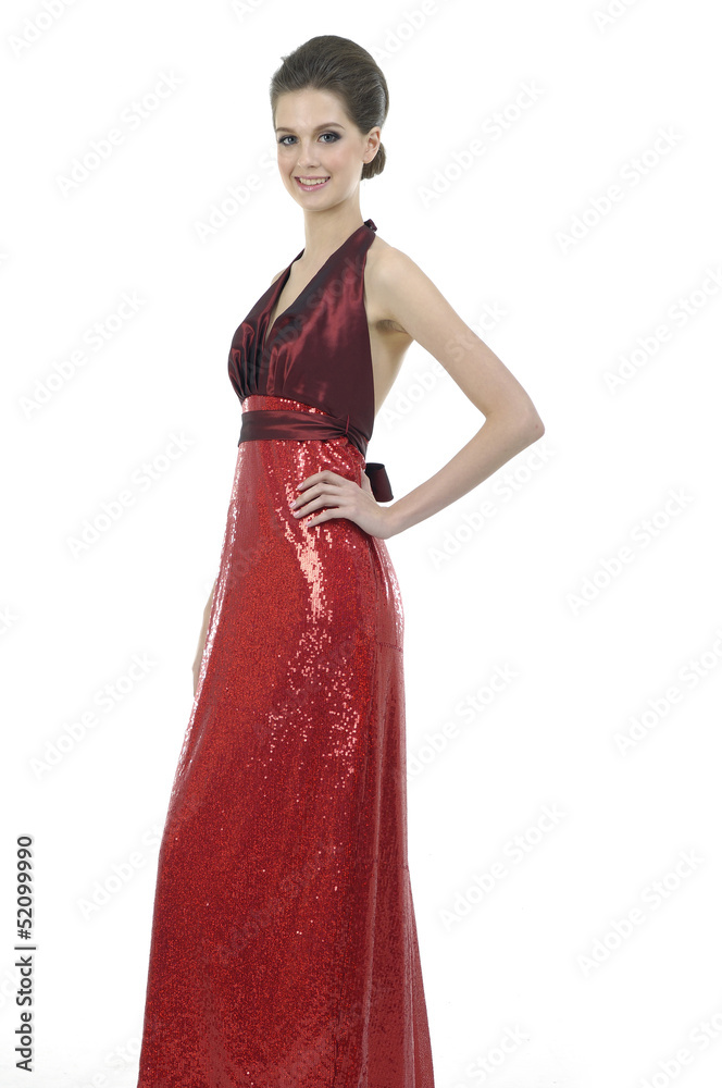 Attractive smiling friendly young beautiful woman in red dress Attractive smiling friendly young beautiful woman in red dress