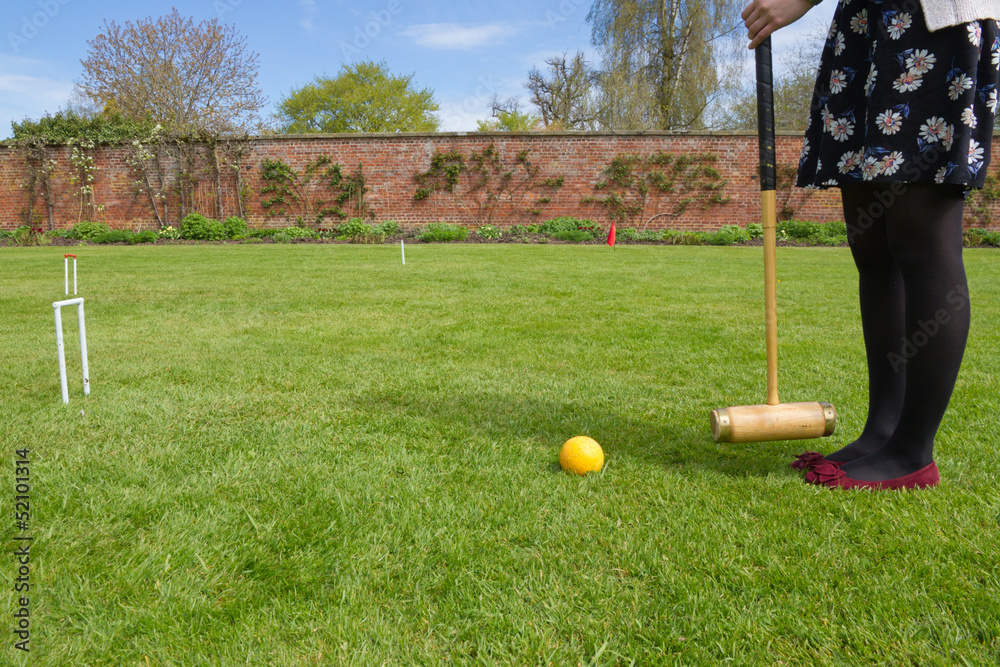 On the croquet lawn in English country garden Stock Photo Adobe Stock