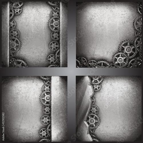 gear wheels on steel background set
