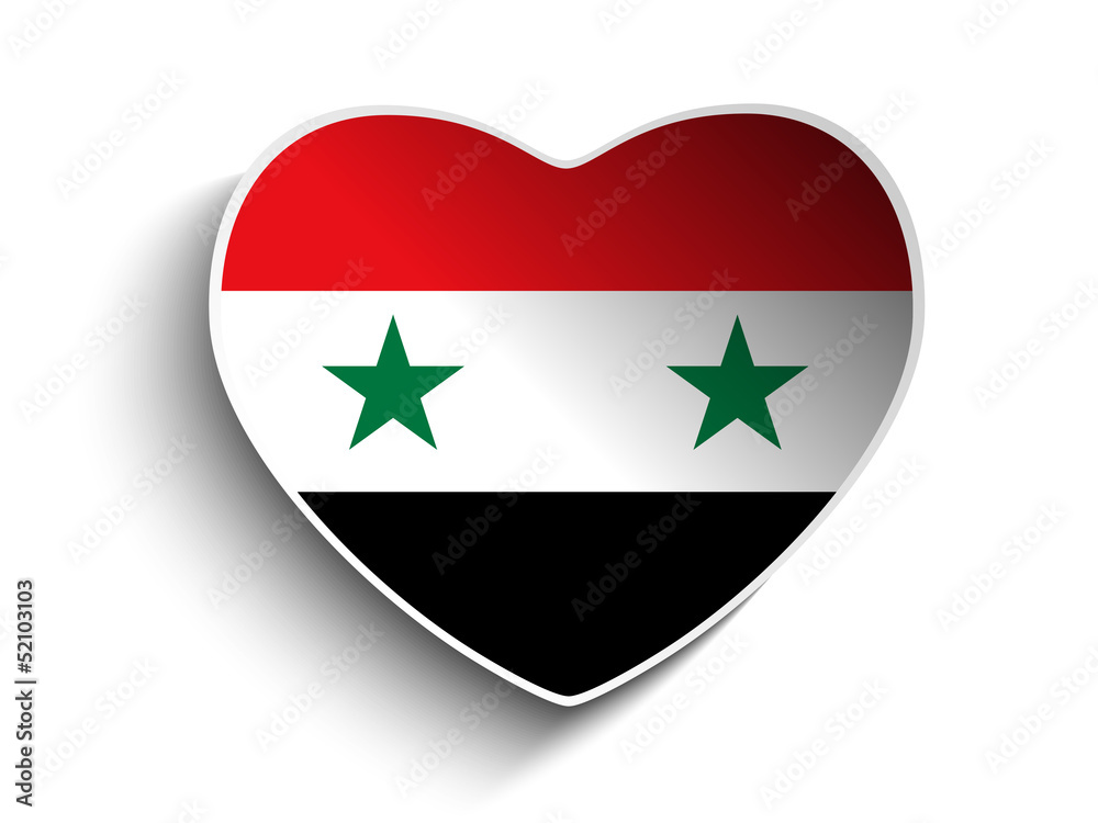Syria Flag Heart Paper Sticker Syria Flag Heart Paper Sticker
