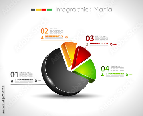 Infographic design template with3D pie