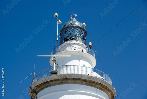 Lighthouse of Malaga harbor, detail of the top