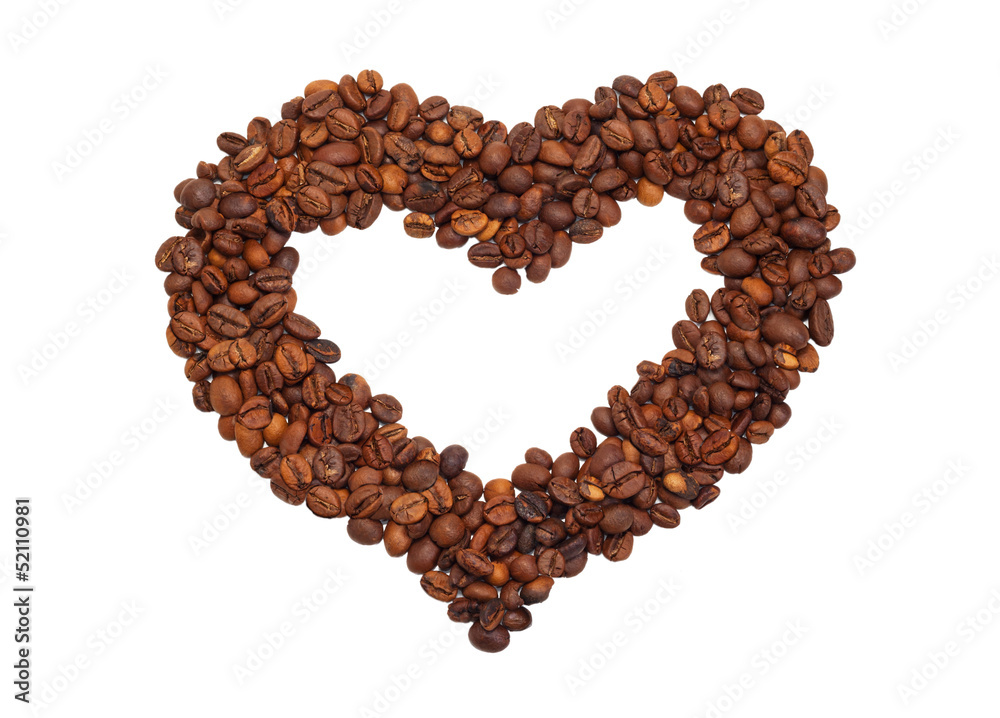 Heart laid out from coffee beans Heart laid out from coffee beans