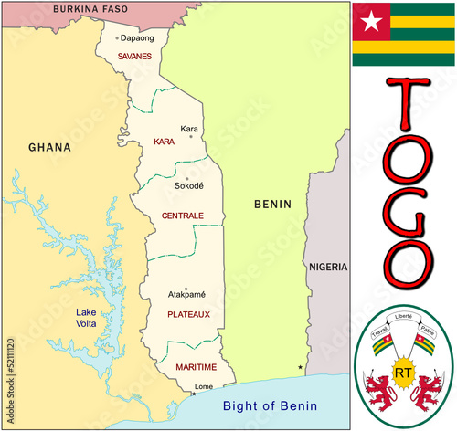 Togo Africa emblem map symbol administrative divisions