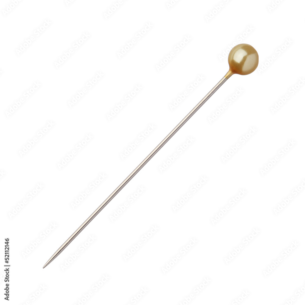 One sewing push pin isolated on white background One sewing push pin isolated on white background