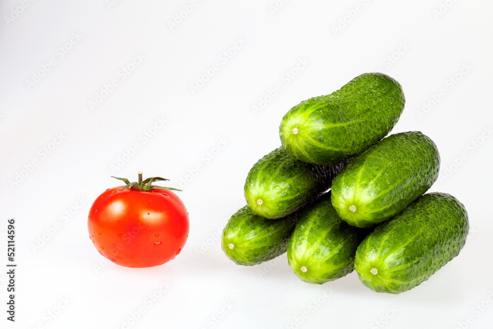 Pyramid from cucumbers and the adjoined tomato Pyramid from cucumbers and the adjoined tomato