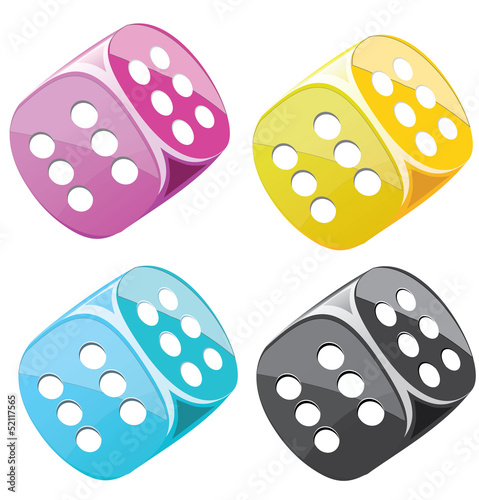 Lucky dices many color vector set