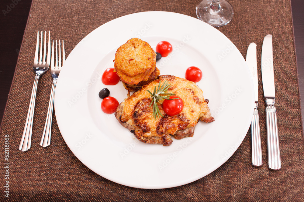 meat with potato pancakes meat with potato pancakes
