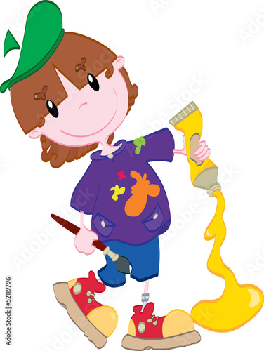 Cute little boy with paint