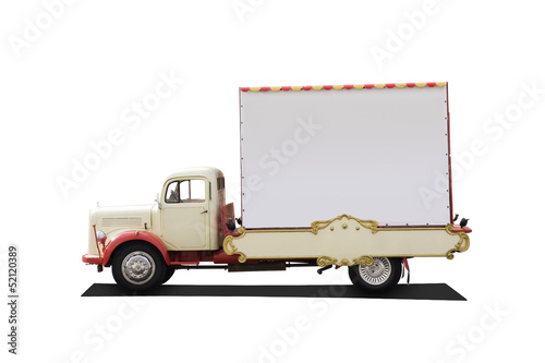 funny vintage truck with big advertising area