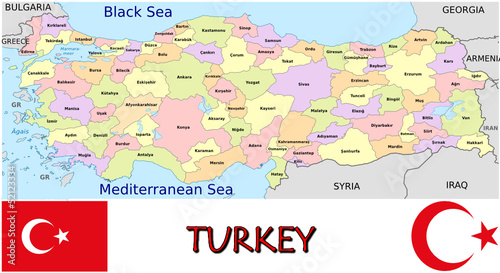 Turkey Europe Asia emblem map symbol administrative divisions