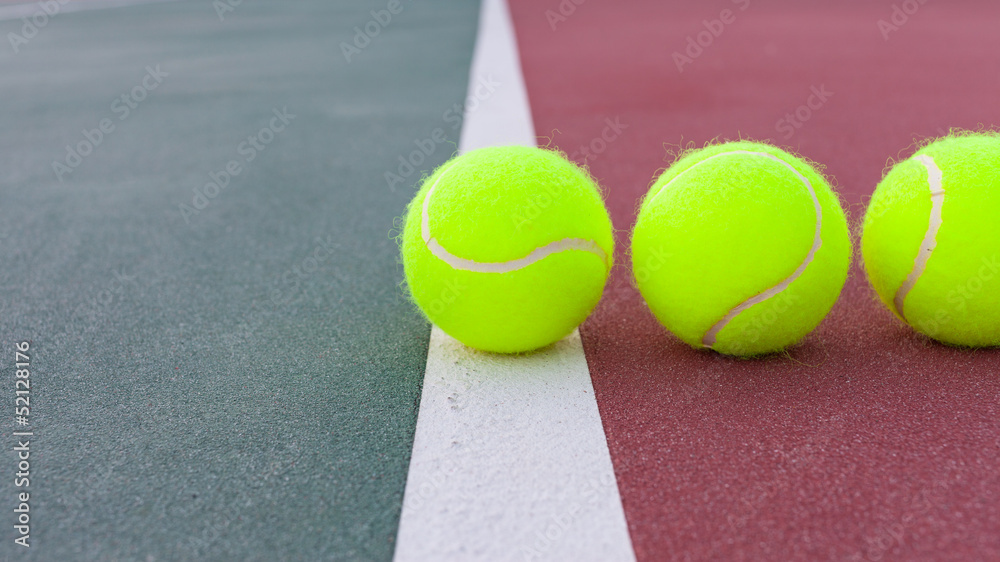 Tennis court with ball closeup
