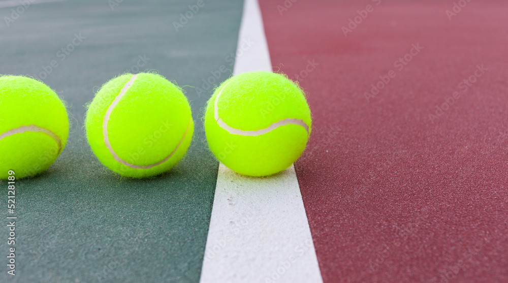 Tennis court with ball closeup