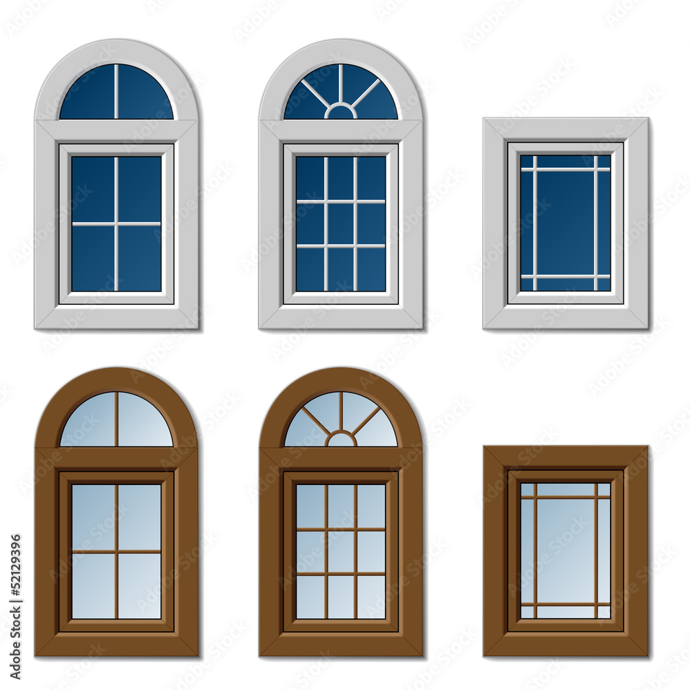 vector plastic windows white brown vector plastic windows white brown