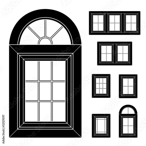vector plastic window black icons
