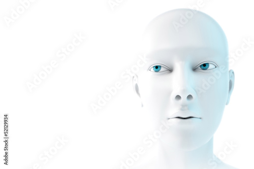 3d white woman face isolated on white background