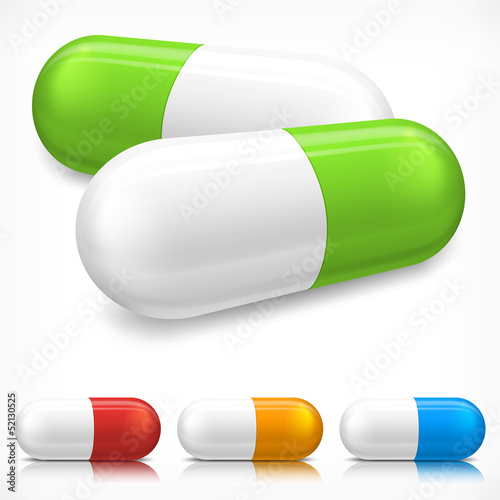 Capsule pills on white