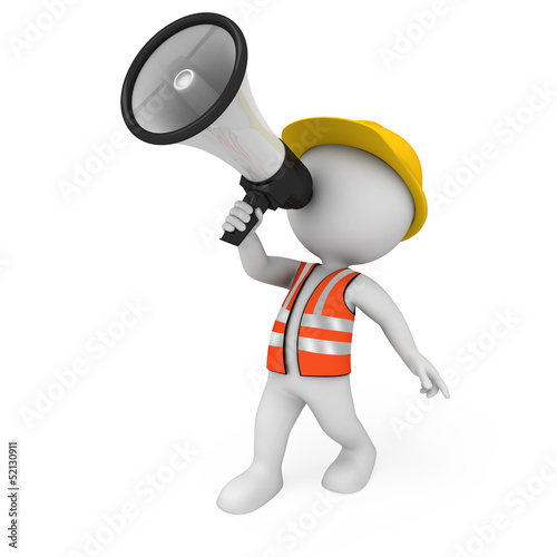 Fototapeta Naklejka Na Ścianę i Meble -  3d white people as road worker