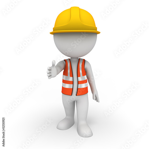 Fototapeta Naklejka Na Ścianę i Meble -  3d white people as road worker