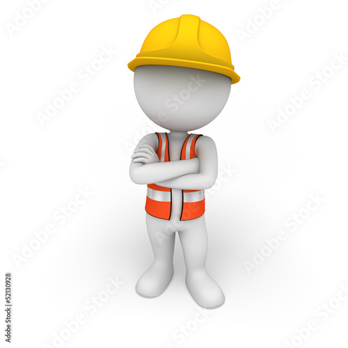 Fototapeta Naklejka Na Ścianę i Meble -  3d white people as road worker