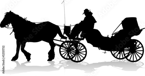 Silhouette of a horse put to a cart