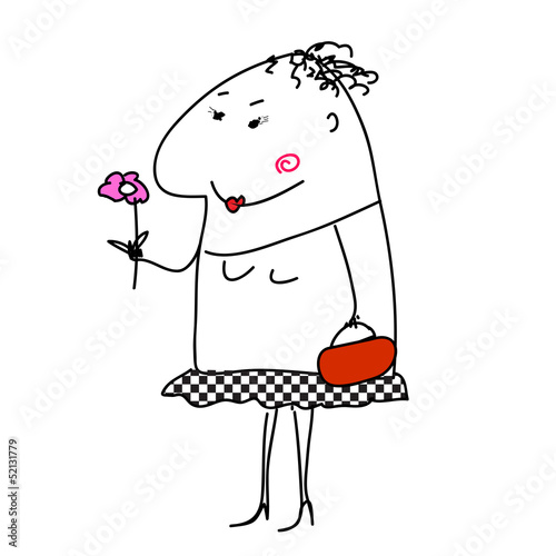 Kartoon Frau mit Blume