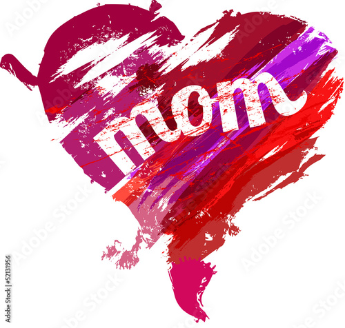 Mother's day illustration, heart, strokes, vector