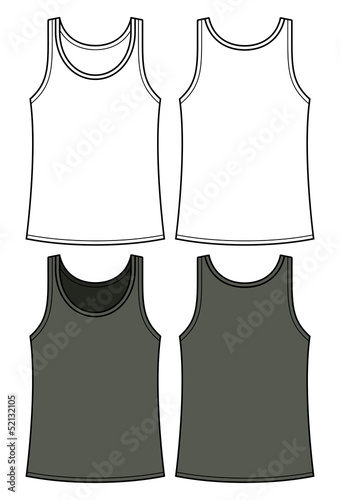 Black and white singlet template - front and back