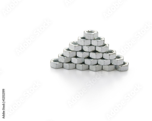 nuts stack up on white with clipping path