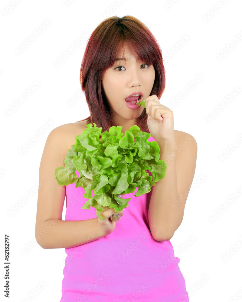 Isolated young asian woman with vegetable Isolated young asian woman with vegetable