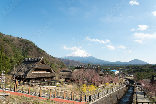 Gassho House with Mount Fuji at Iyashi-no-Sato Village, Nenba, J