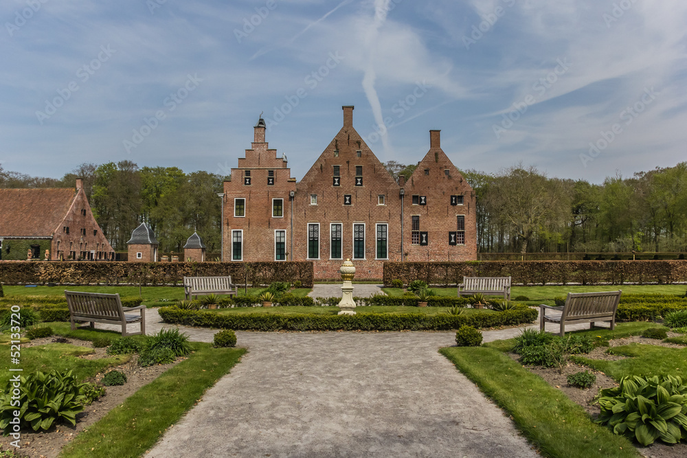 Side view of the old dutch mansion Menkemaborg