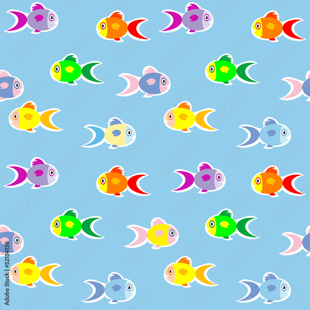 Fish   stickers  seamless pattern