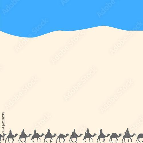 Background with silhouettes of camels
