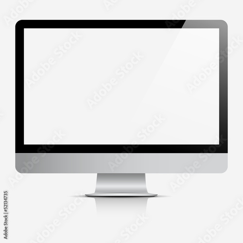 Computer display with blank white screen