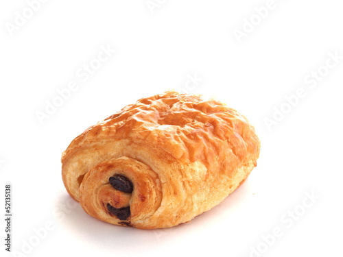 Chocolate croissant isolated on white background