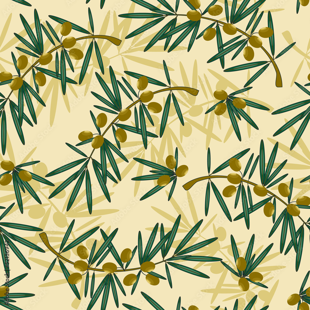 Obraz premium vector seamless pattern with olive branch