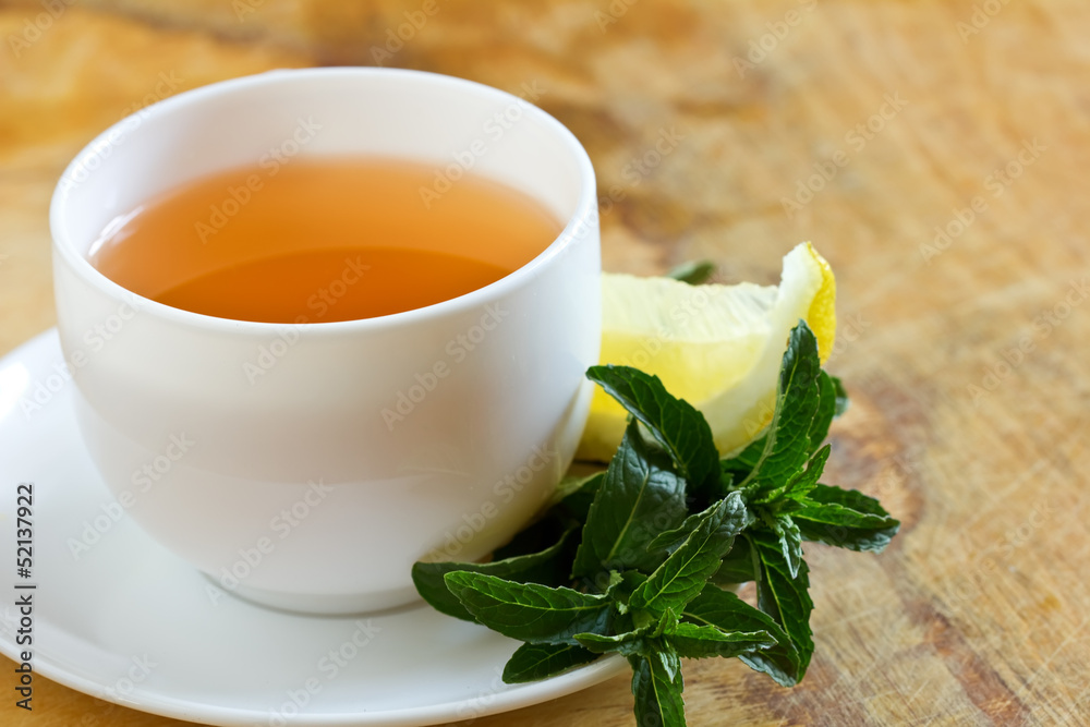 Cup of tea on wooden table