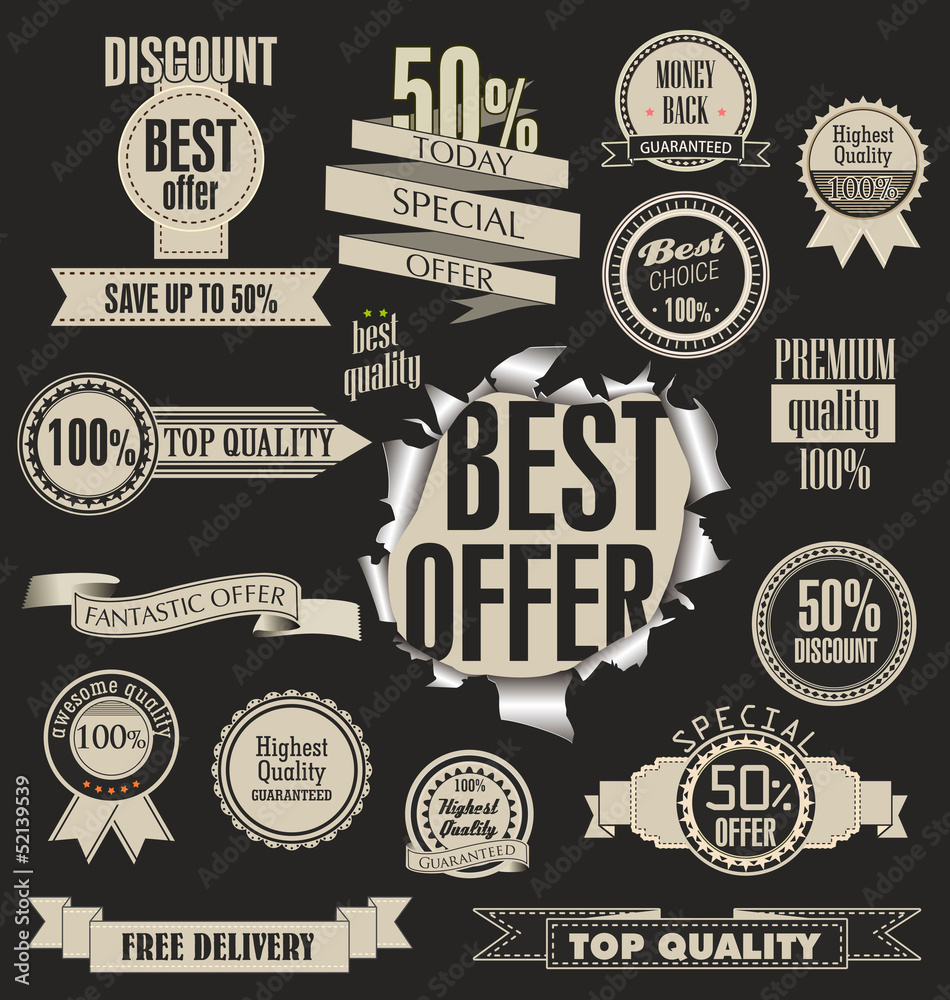 Collection of Premium Quality and Guarantee Labels Collection of Premium Quality and Guarantee Labels