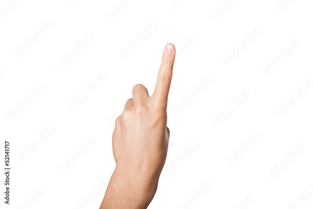 Hand zeigt Zahl 1 freigestellt gerade Hand zeigt Zahl 1 freigestellt gerade