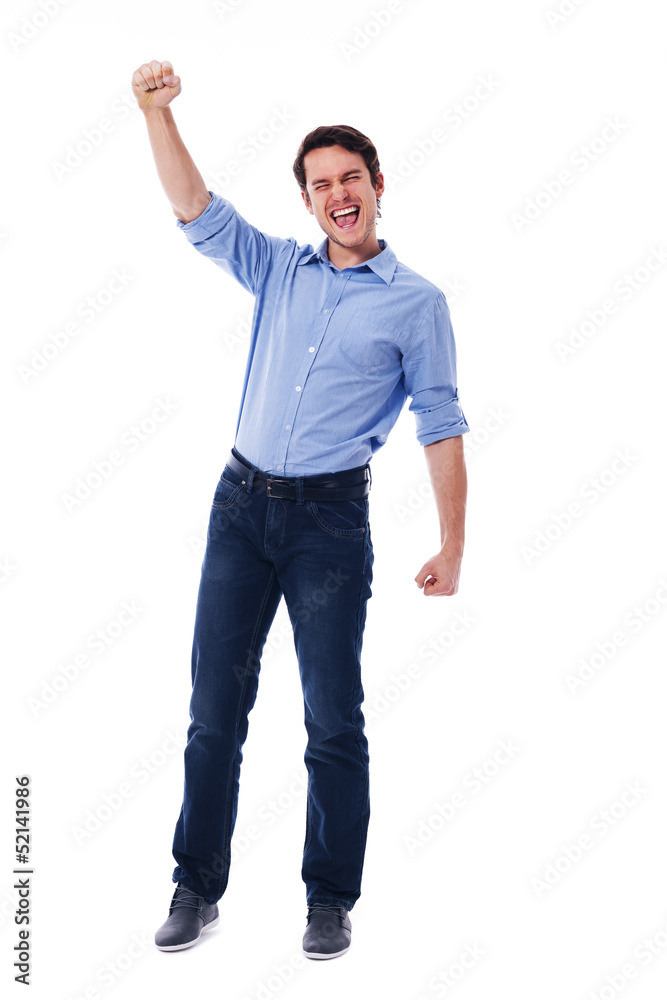 Fototapeta premium Young man and sign of victory