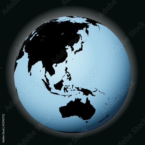 vector world globe in black focused on asia