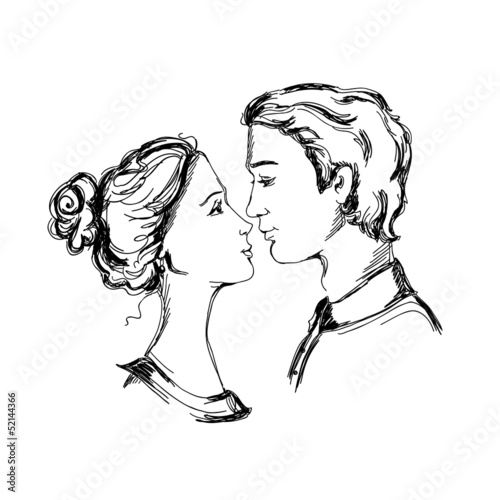 Sketch of loving couple
